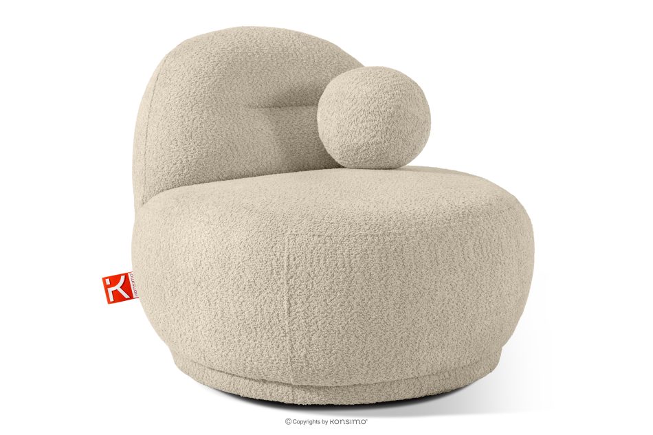 MALVE Kreslo z bouclé tkaniny v štýle Japandi svetlo béžové svetlo béžová - obrázok 2