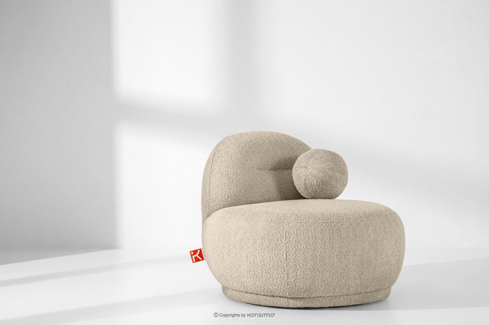 MALVE Kreslo z bouclé tkaniny v štýle Japandi svetlo béžové svetlo béžová - obrázok 12