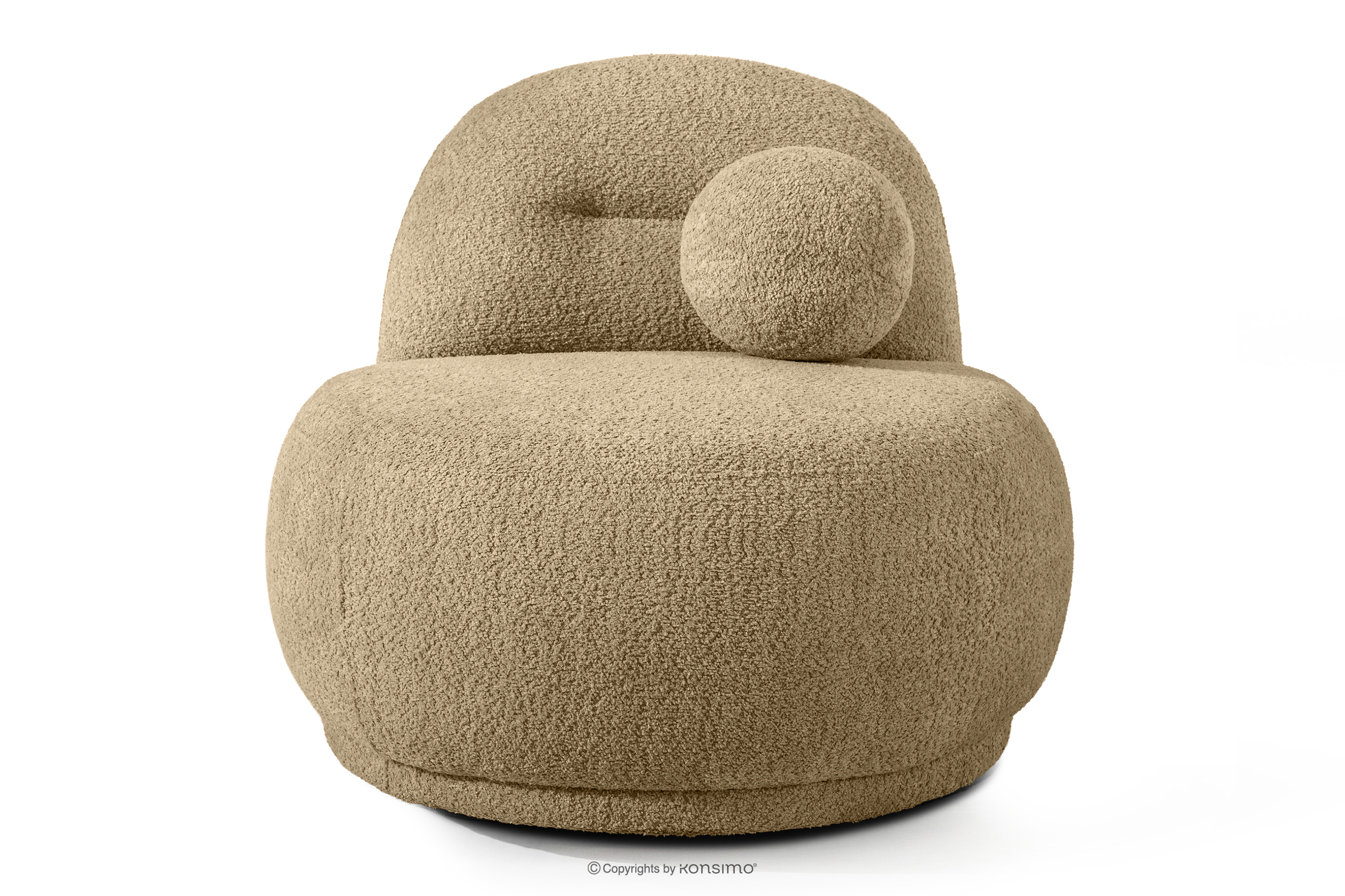 Kreslo z bouclé tkaniny v štýle Japandi tmavo béžové