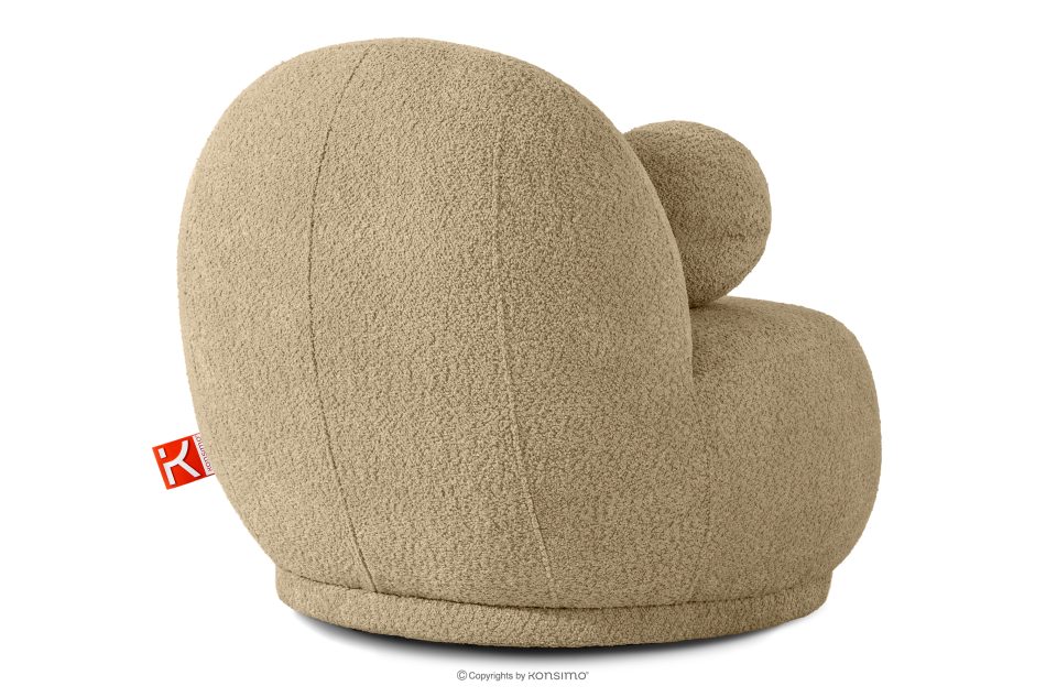 MALVE Kreslo z bouclé tkaniny v štýle Japandi tmavo béžové tmavo béžová - obrázok 3