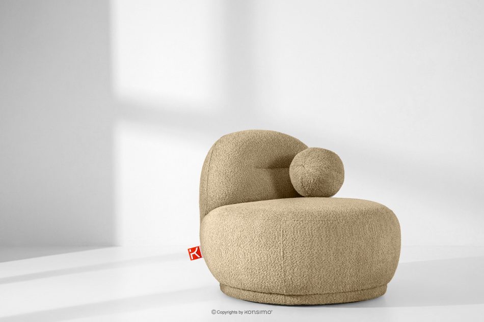 MALVE Kreslo z bouclé tkaniny v štýle Japandi tmavo béžové tmavo béžová - obrázok 12