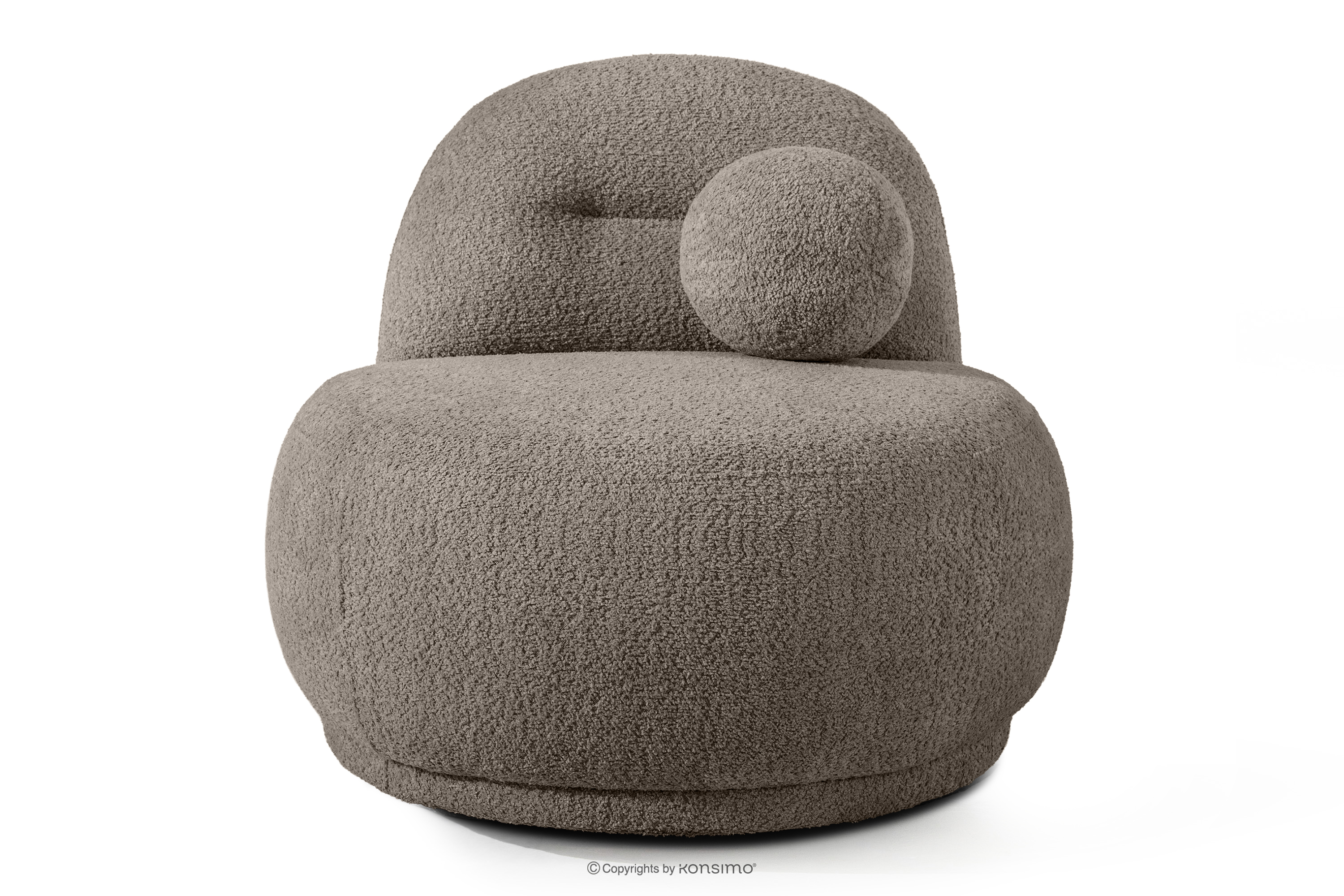 Kreslo z bouclé tkaniny v štýle Japandi chladná hnedá