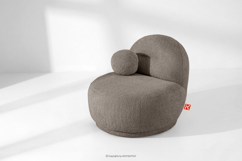 MALVE Kreslo z bouclé tkaniny v štýle Japandi chladná hnedá chladná hnedá - obrázok 13