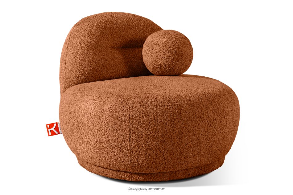 MALVE Kreslo z bouclé tkaniny v štýle Japandi červené červená - obrázok 2