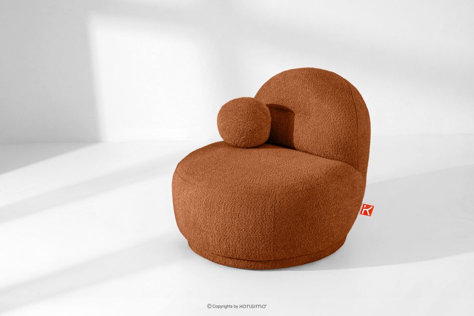 MALVE Kreslo z bouclé tkaniny v štýle Japandi červené červená - obrázok 13