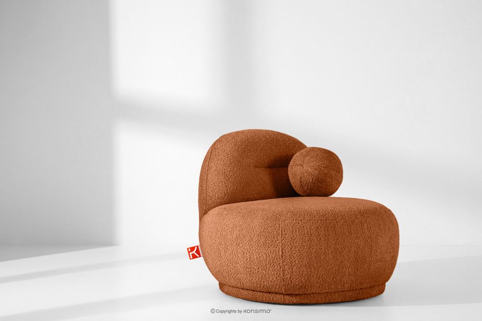 MALVE Kreslo z bouclé tkaniny v štýle Japandi červené červená - obrázok 12