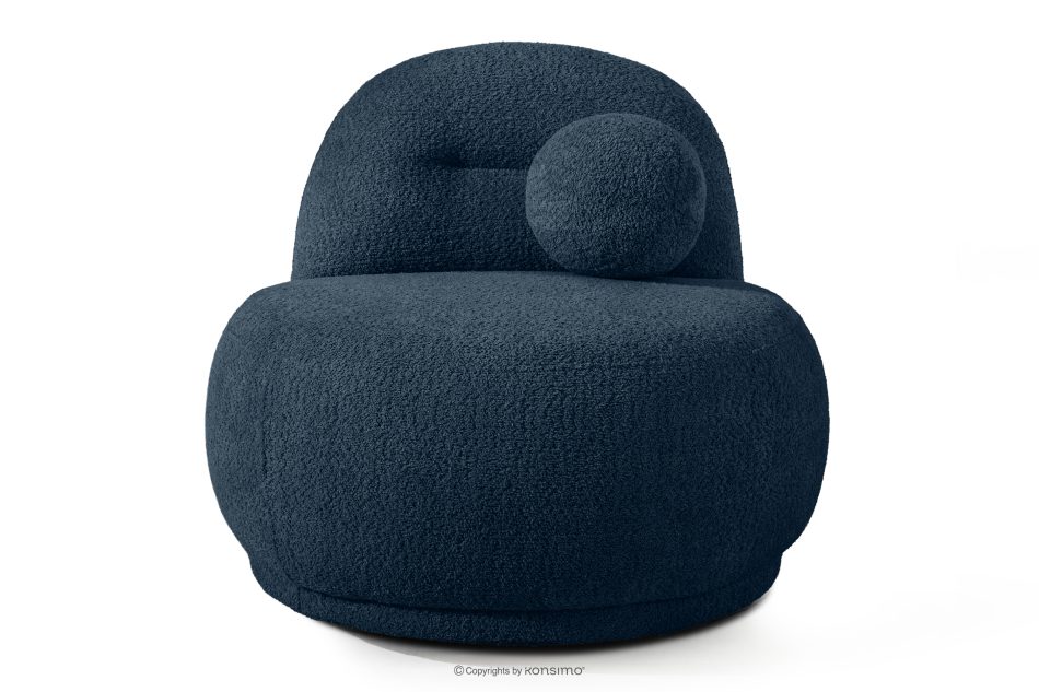 MALVE Kreslo z bouclé tkaniny v štýle Japandi tmavomodré tmavo modrá - obrázok 0