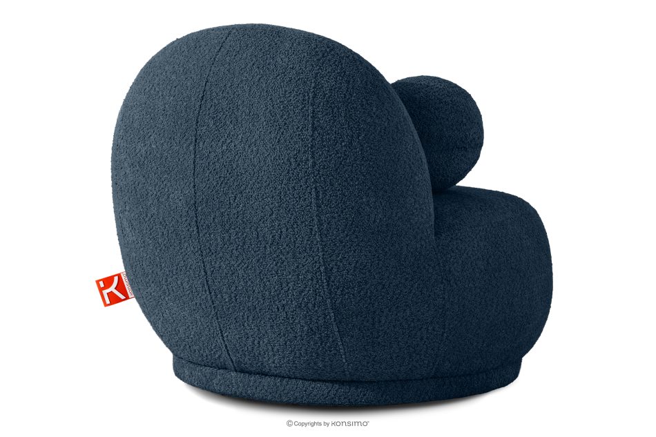 MALVE Kreslo z bouclé tkaniny v štýle Japandi tmavomodré tmavo modrá - obrázok 3