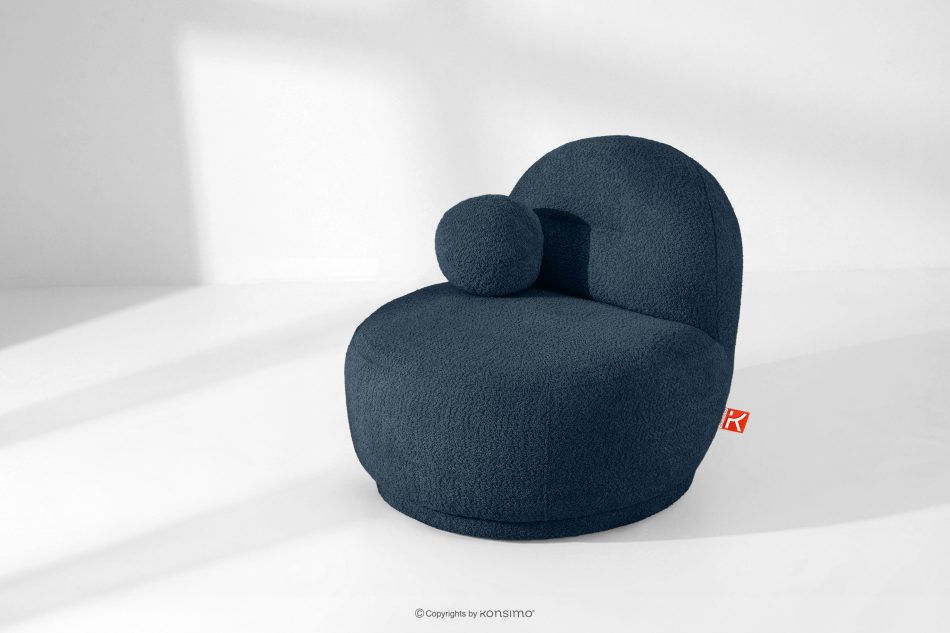 MALVE Kreslo z bouclé tkaniny v štýle Japandi tmavomodré tmavo modrá - obrázok 13