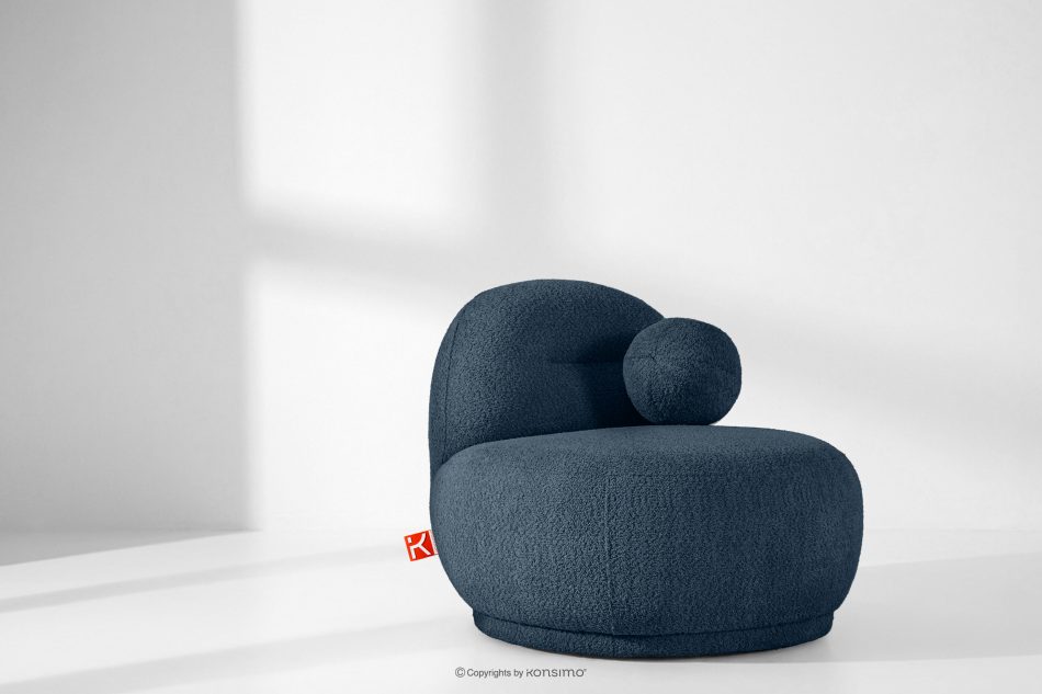 MALVE Kreslo z bouclé tkaniny v štýle Japandi tmavomodré tmavo modrá - obrázok 12