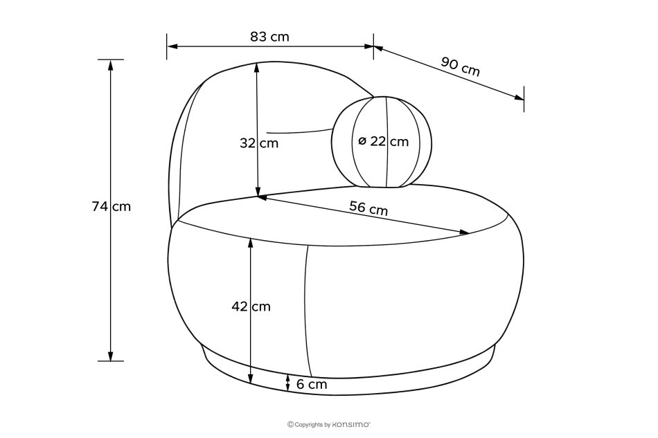 MALVE Kreslo z bouclé tkaniny v štýle Japandi tmavosivé tmavo sivá - obrázok 13