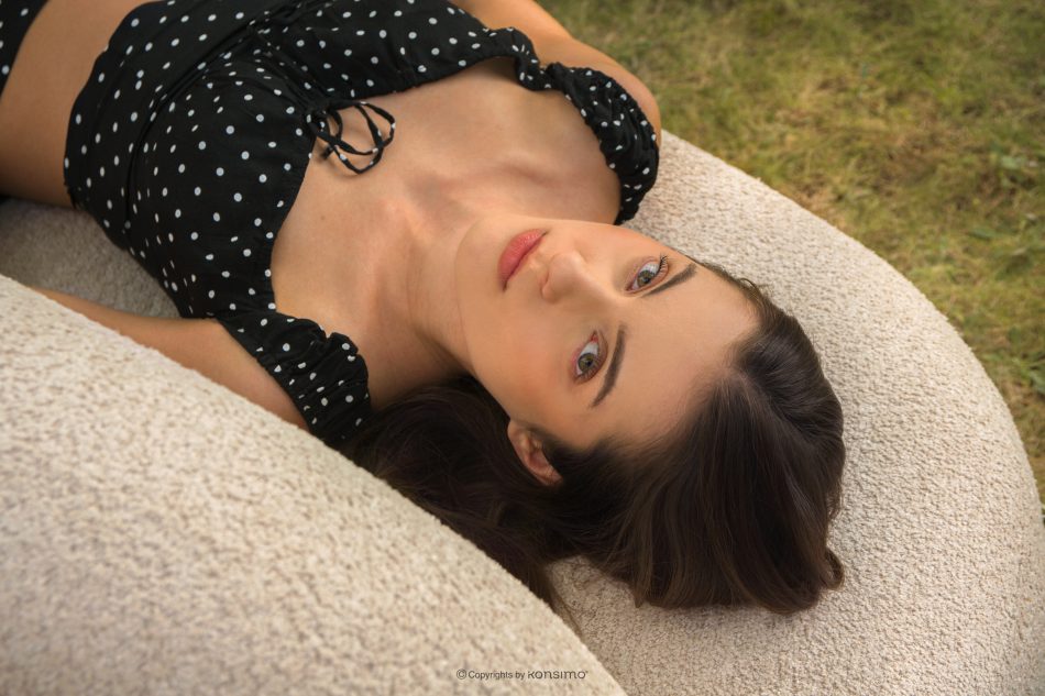 MALVE Kreslo z bouclé tkaniny v štýle Japandi tmavosivé tmavo sivá - obrázok 9