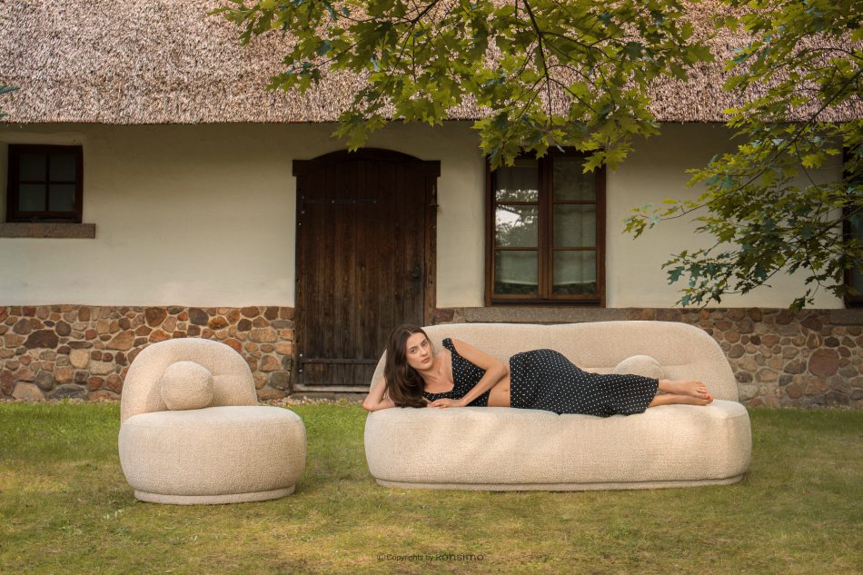 MALVE Kreslo z bouclé tkaniny v štýle Japandi tmavosivé tmavo sivá - obrázok 10