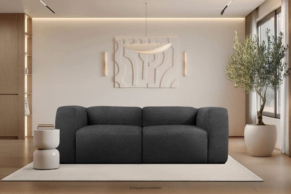 BUFFO Mäkká dvojmiestna pohovka z tmavo šedej bouclé tkaniny tmavě šedá - obrázok 9