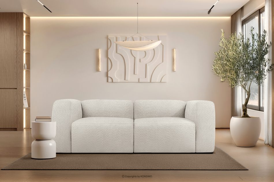 BUFFO Mäkká dvojmiestna pohovka z bielej bouclé tkaniny bílá - obrázok 9