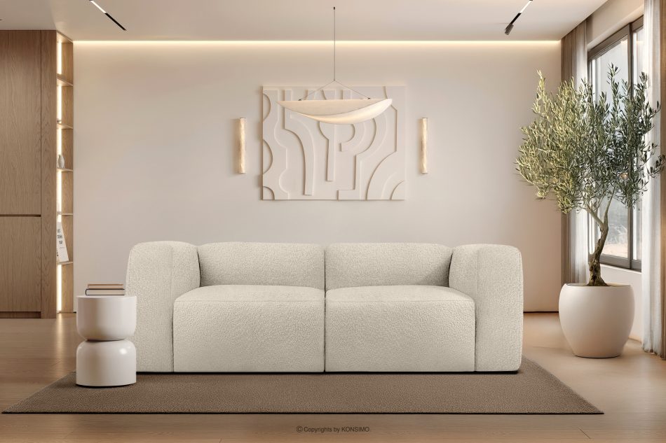 BUFFO Mäkká dvojmiestna pohovka zo svetlo béžovej bouclé tkaniny světle béžová - obrázok 9