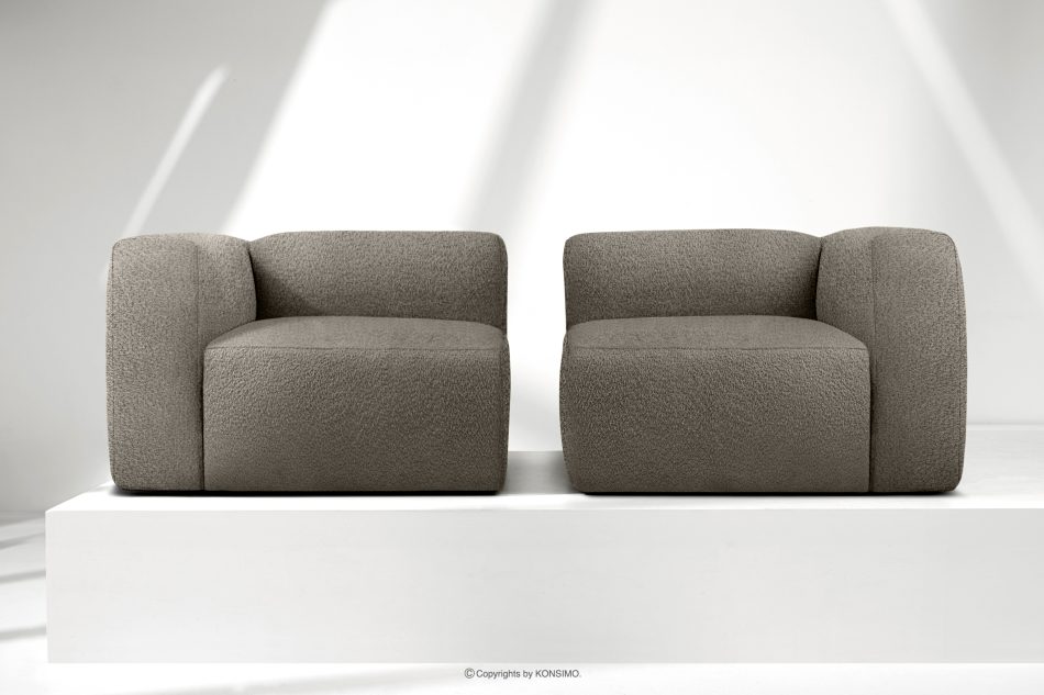 BUFFO Mäkká dvojmiestna pohovka z chladnej hnedej bouclé tkaniny studená hnědá - obrázok 8