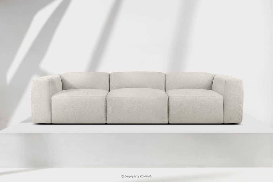 BUFFO Mäkká trojmiestna pohovka z bielej bouclé látky bílá - obrázok 1