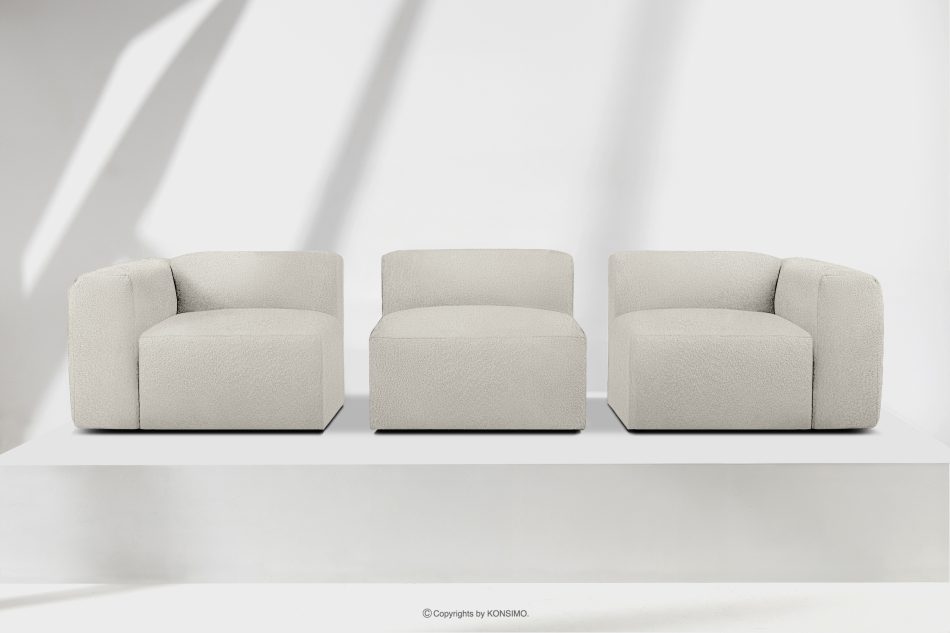 BUFFO Mäkká trojmiestna pohovka z bielej bouclé látky bílá - obrázok 8