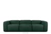 Mäkká trojmiestna pohovka z tmavozelenej bouclé látky