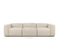 Mäkká trojmiestna pohovka zo svetlo béžovej bouclé látky