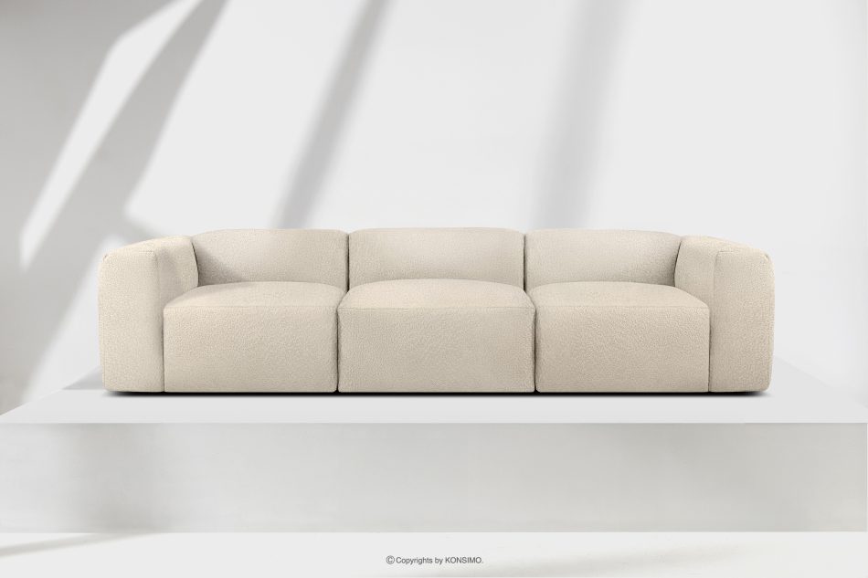 BUFFO Mäkká trojmiestna pohovka zo svetlo béžovej bouclé látky světle béžová - obrázok 1