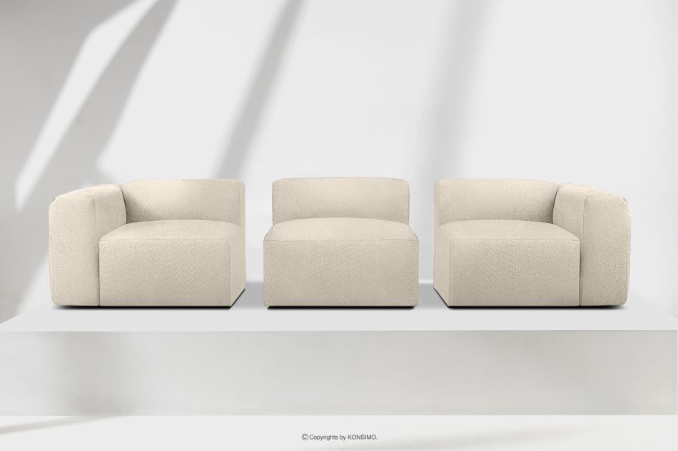 BUFFO Mäkká trojmiestna pohovka zo svetlo béžovej bouclé látky světle béžová - obrázok 8