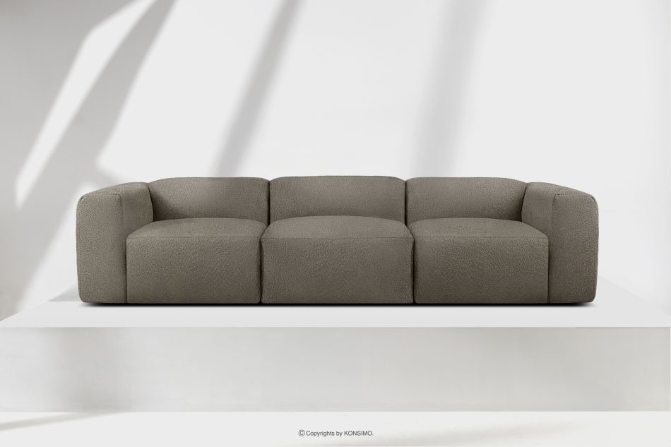 BUFFO Mäkká trojmiestna pohovka z chladnej hnedej bouclé tkaniny studená hnědá - obrázok 1