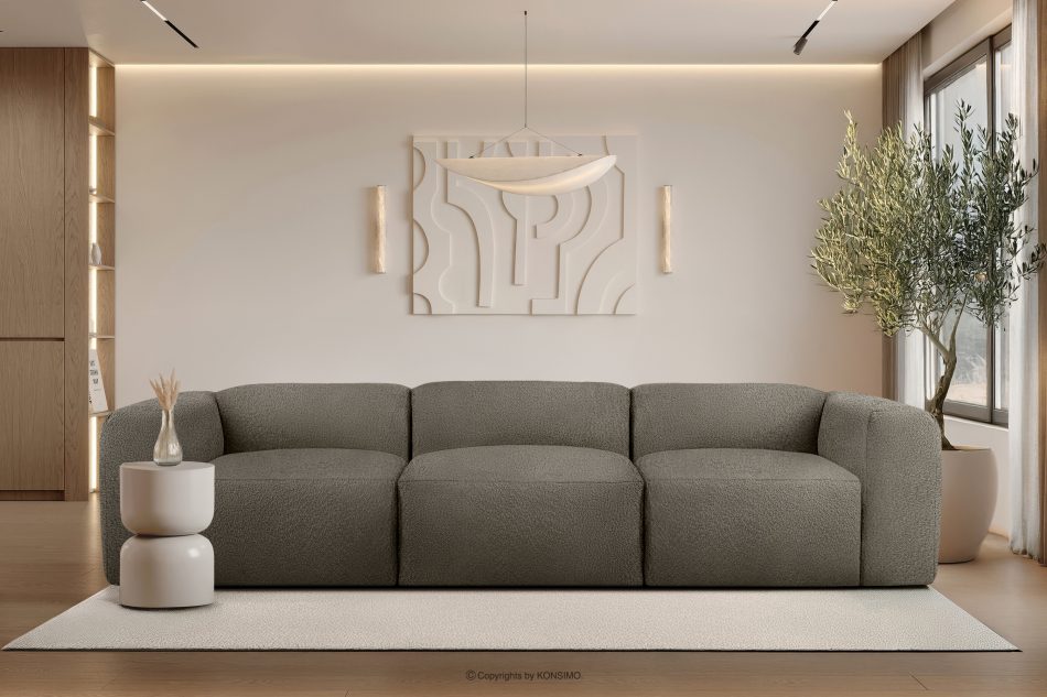 BUFFO Mäkká trojmiestna pohovka z chladnej hnedej bouclé tkaniny studená hnědá - obrázok 9