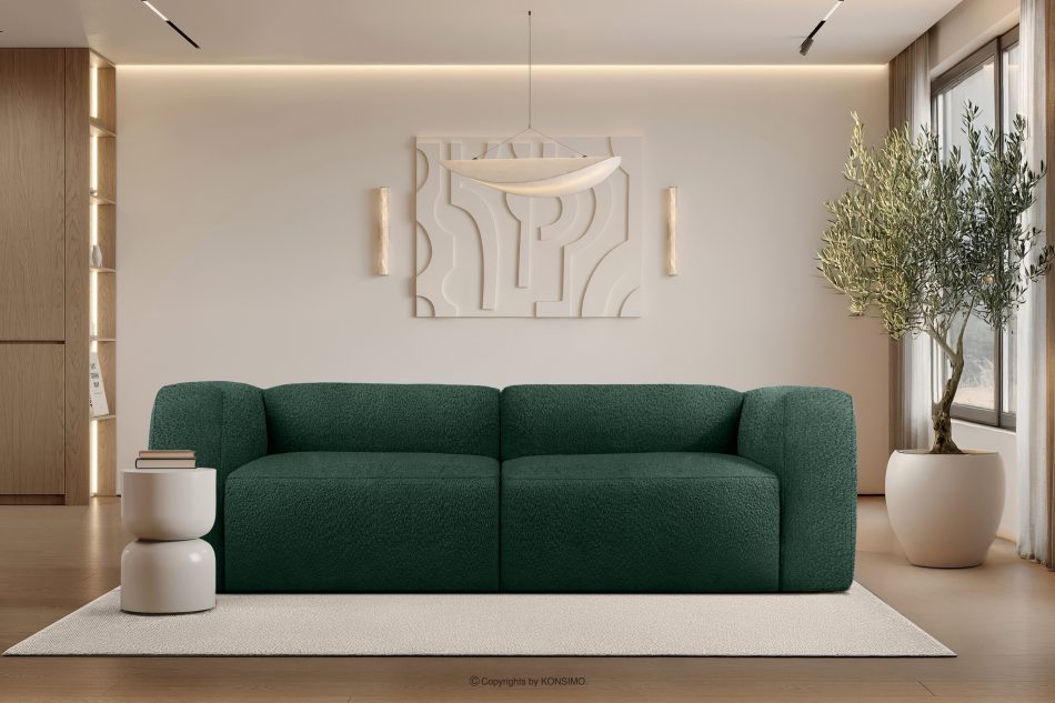 BUFFO Mäkká 25-miestna pohovka z tmavozelenej bouclé tkaniny tmavě zelená - obrázok 9