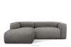 Mäkká rohová pohovka z bouclé tkaniny ľavá oceľová