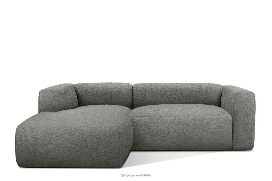 BUFFO Mäkká rohová pohovka z bouclé tkaniny ľavá oceľová ocel - obrázok 0
