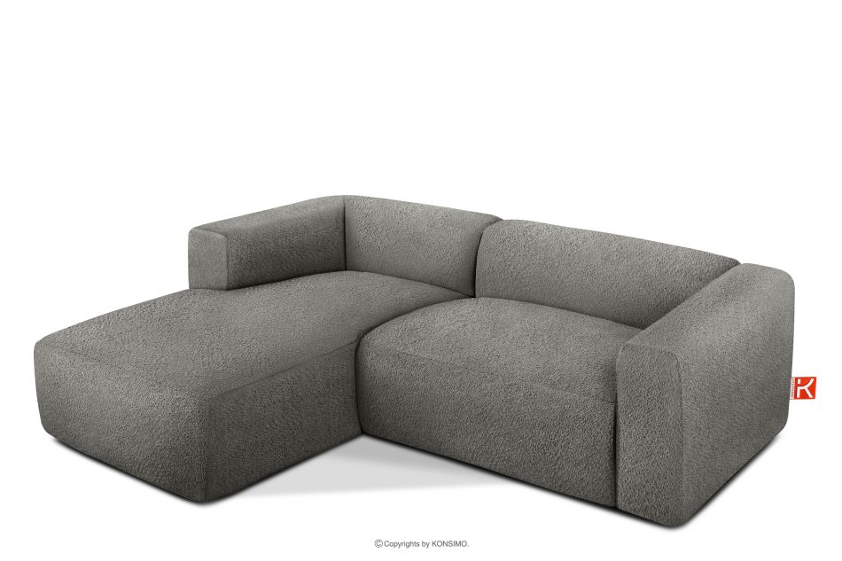 BUFFO Mäkká rohová pohovka z bouclé tkaniny ľavá oceľová ocel - obrázok 2