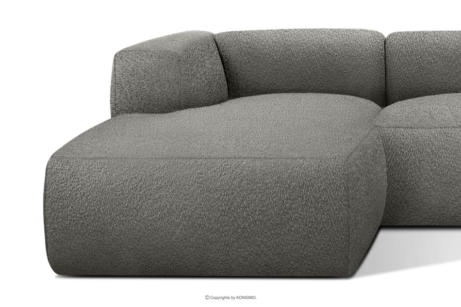 BUFFO Mäkká rohová pohovka z bouclé tkaniny ľavá oceľová ocel - obrázok 7