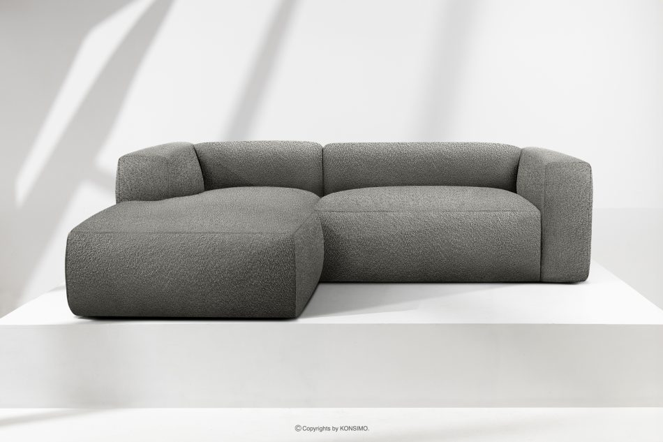 BUFFO Mäkká rohová pohovka z bouclé tkaniny ľavá oceľová ocel - obrázok 1