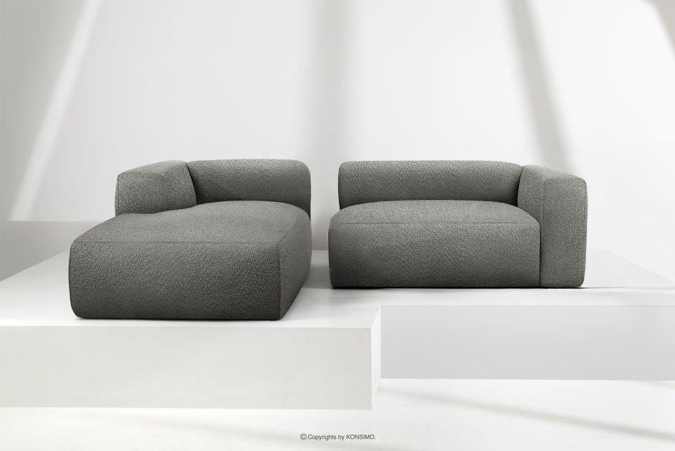 BUFFO Mäkká rohová pohovka z bouclé tkaniny ľavá oceľová ocel - obrázok 8