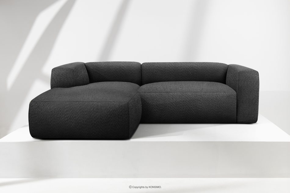 BUFFO Mäkká rohová pohovka z bouclé tkaniny ľavá tmavošedá tmavě šedá - obrázok 1