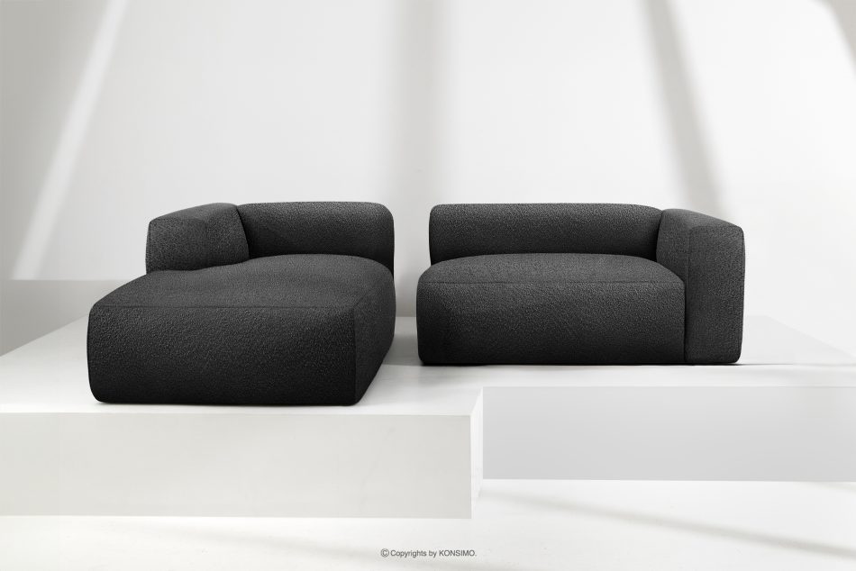 BUFFO Mäkká rohová pohovka z bouclé tkaniny ľavá tmavošedá tmavě šedá - obrázok 8