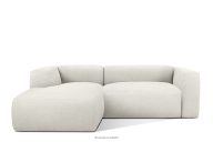 Mäkká rohová pohovka z bouclé tkaniny ľavá biela