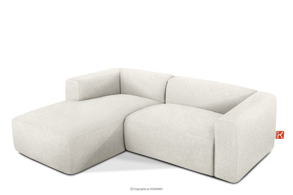 BUFFO Mäkká rohová pohovka z bouclé tkaniny ľavá biela bílá - obrázok 2