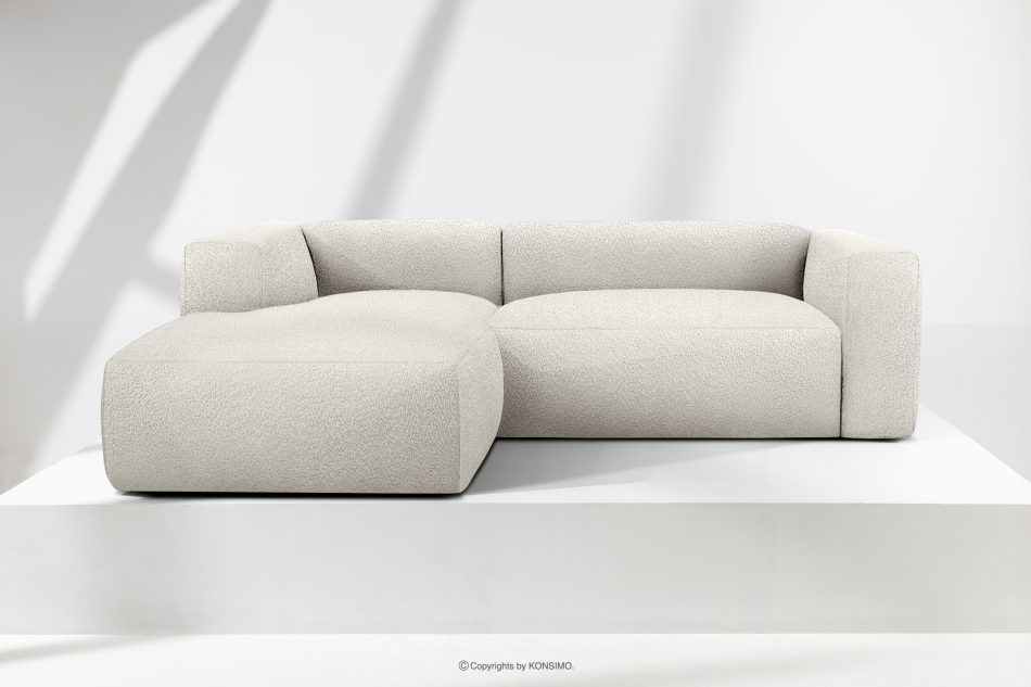 BUFFO Mäkká rohová pohovka z bouclé tkaniny ľavá biela bílá - obrázok 1