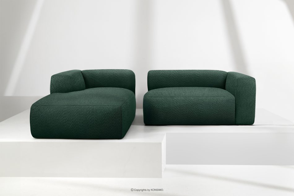 BUFFO Mäkká rohová pohovka z bouclé tkaniny ľavá tmavozelená tmavě zelená - obrázok 8
