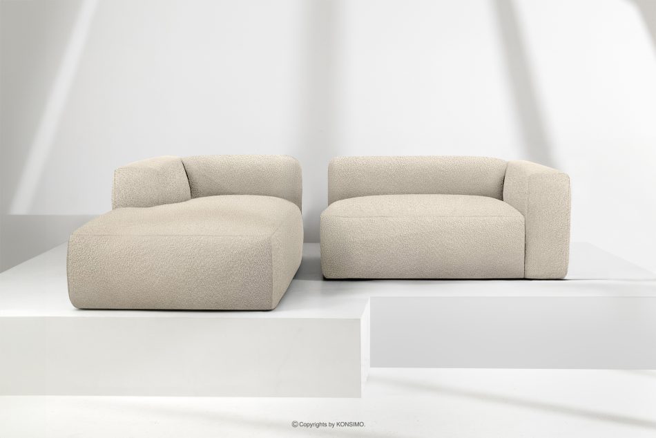 BUFFO Mäkká rohová pohovka z bouclé tkaniny ľavá svetlo béžová světle béžová - obrázok 8