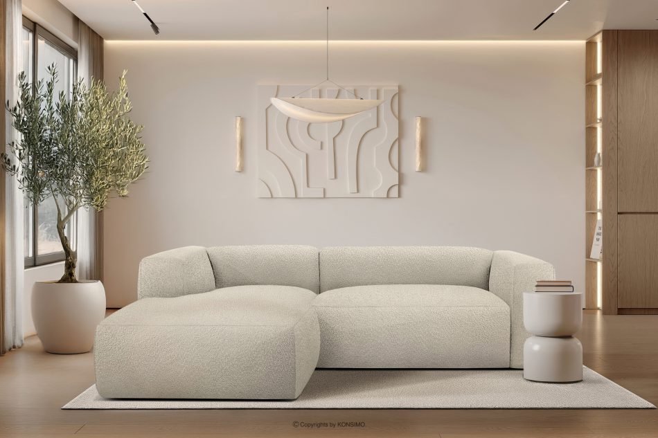 BUFFO Mäkká rohová pohovka z bouclé tkaniny ľavá svetlo béžová světle béžová - obrázok 9