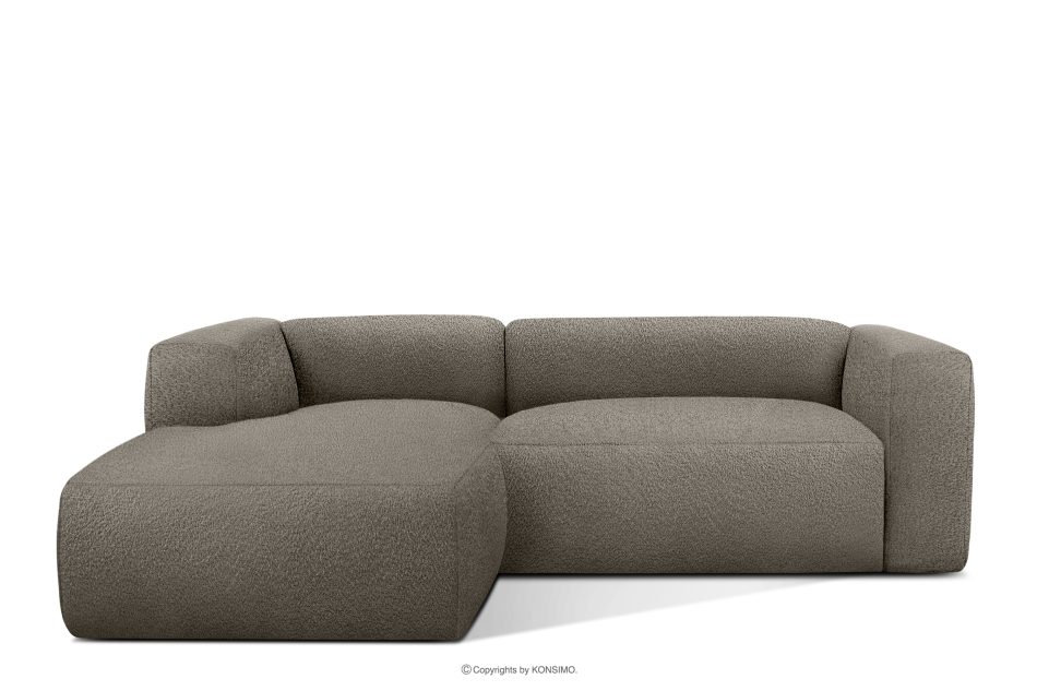 BUFFO Mäkká rohová pohovka z bouclé tkaniny ľavá chladná hnedá studená hnědá - obrázok 0