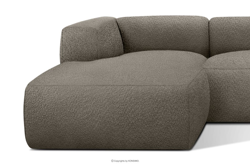 BUFFO Mäkká rohová pohovka z bouclé tkaniny ľavá chladná hnedá studená hnědá - obrázok 7