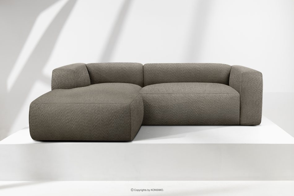 BUFFO Mäkká rohová pohovka z bouclé tkaniny ľavá chladná hnedá studená hnědá - obrázok 1