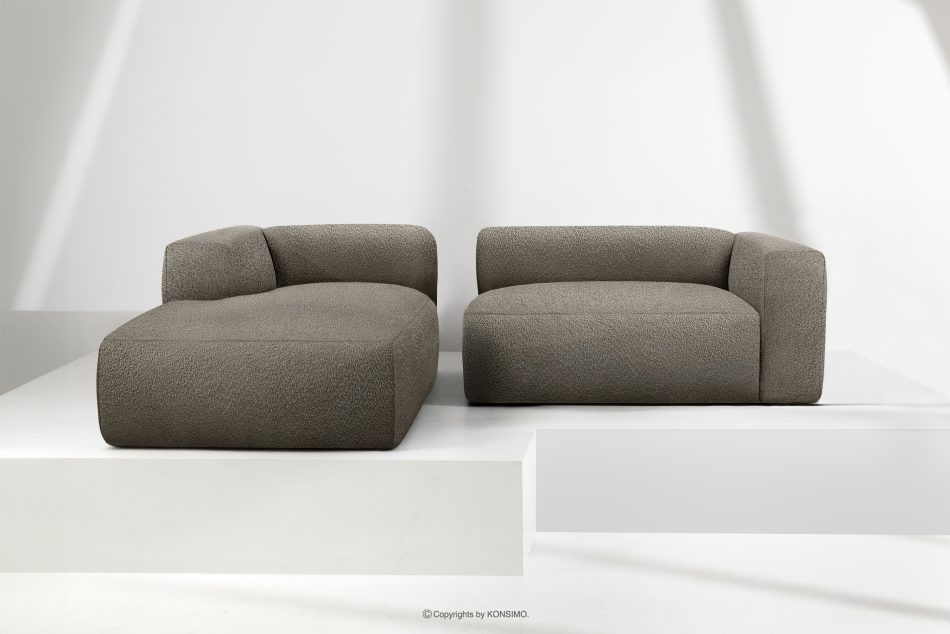 BUFFO Mäkká rohová pohovka z bouclé tkaniny ľavá chladná hnedá studená hnědá - obrázok 8