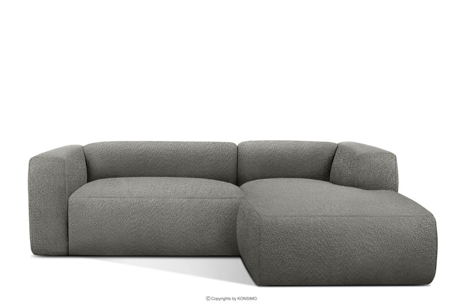 BUFFO Mäkká rohová pohovka z bouclé tkaniny pravá oceľová ocel - obrázok 0