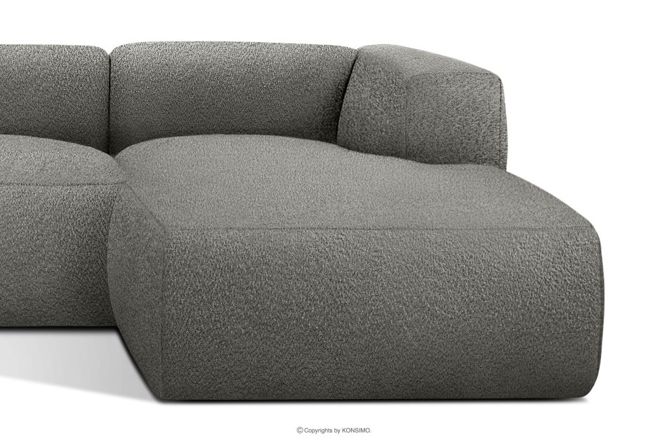 BUFFO Mäkká rohová pohovka z bouclé tkaniny pravá oceľová ocel - obrázok 7